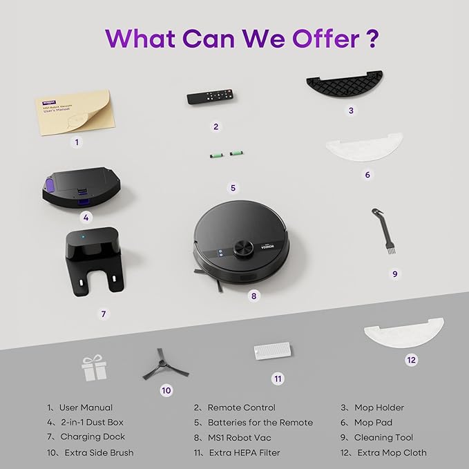 MONSGA Robot Vacuum and Mop Combo, 5000Pa Robotic Vacuum with Lidar Navigation, 180mins Runtime, Tangle-Free Robot Mop, 5 Editable Maps, APP/Remote/Voice Control, Ideal for Hard Floors and Carpets