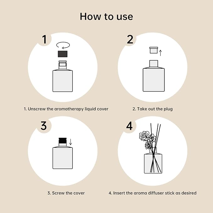 XEPTLE Jasmine Breeze Reed Diffuser Set, Eliminate Odors 7.04 oz, Air Freshener with 5 Reusable Sticks Home Fragrance for Bedroom, Scent Diffuser - Purple