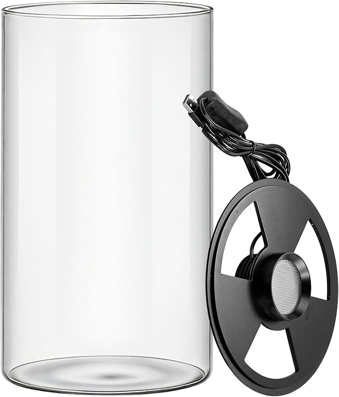 Mini Desktop Glass Plant Terrarium with Grow Light - Planter for Succulent Moss Miniature Gardening Landscape, Fish Tank Indoor Plant Growth Office Home Decoration Plant Lovers Gifts