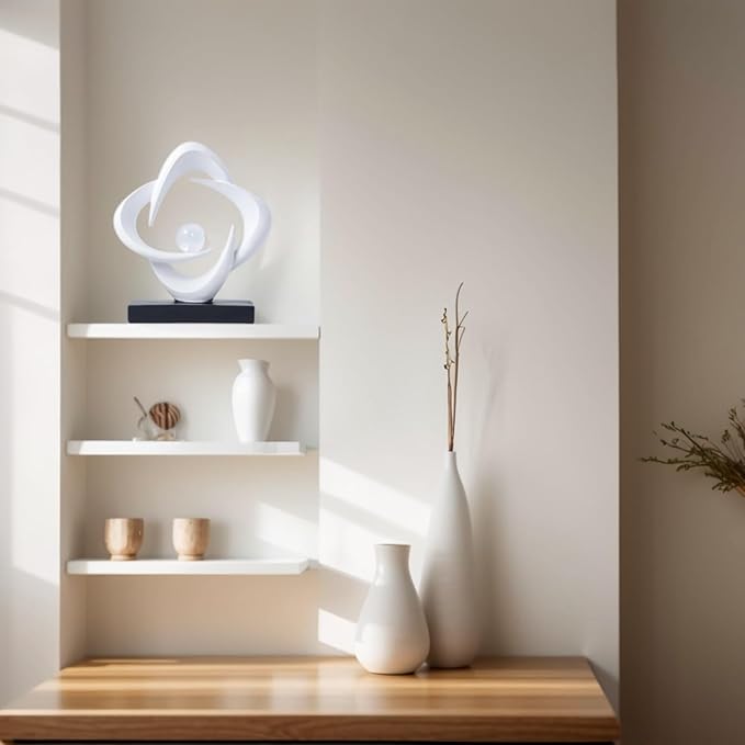 Modern Home Decor Abstract Decorative Sculpture Decorations for Living Room Dining Room Office, Resin Art Statues Coffee Table Bookshelf Decor Accents (White)