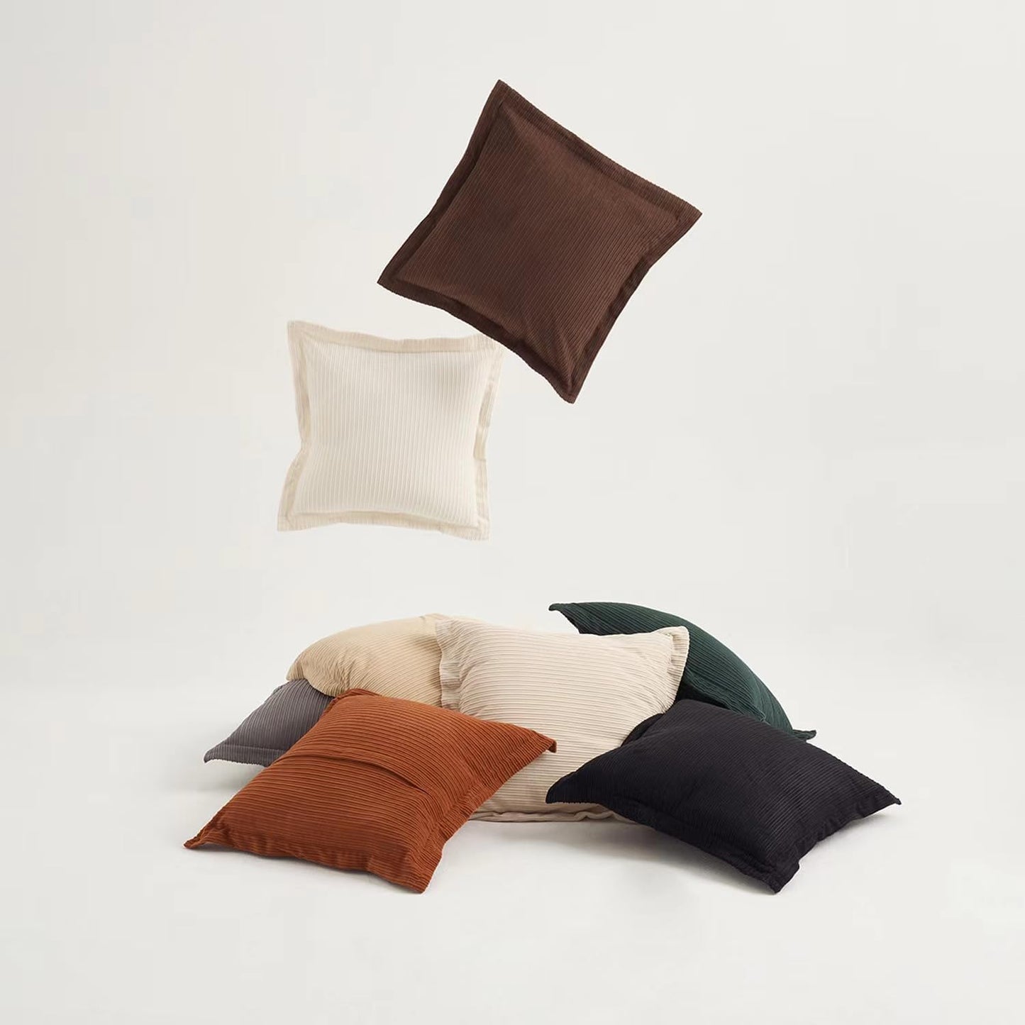 24x24 Inch Large Throw Pillow Covers - Set of 3, Soft Corduroy Decorative Pillow Cases, Perfect for Living Room, Bedroom,Sofa, Lounge & Home Accent(Jet Black,Pure White & Grey)