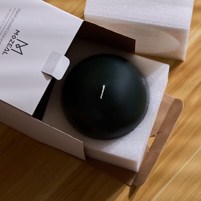 MOZEAL Hand-Poured, 6 Inch Dark Green Large Round Ball Candles - Elegant Dark Green Round Pillar Candles, Dripless, Unscented, Smokeless, Ideal for Christmas Decor.