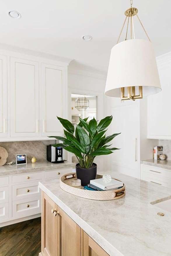 Fake Plants 17'' Faux Plants Artificial Potted Plants Indoor Realistic Fake Cast Iron Plant Artificial Plants with Pot for Home Office Farmhouse Kitchen Bathroom Table Shelf Decor