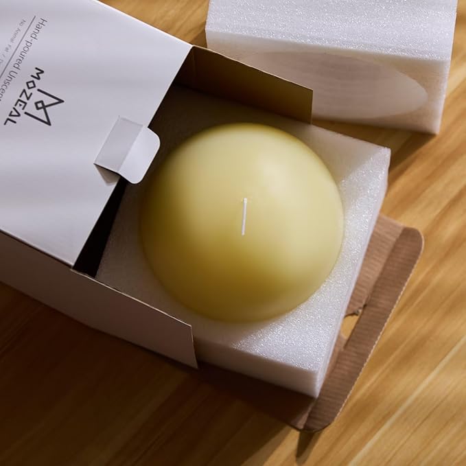 MOZEAL Hand-Poured, 6 Inch Ivory Large Round Ball Candles - Elegant Ivory Round Pillar Candles, Dripless, Unscented, Smokeless, Ideal for Weddings and Elegant Celebrations