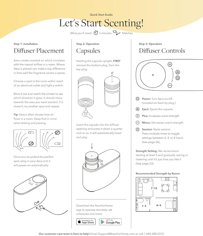 AERA Smart Home Fragrance Diffuser and Citrus Scent Refill Bundle - Alexa Compatible, Hypoallergenic, Family and Pet Safe, App Controlled