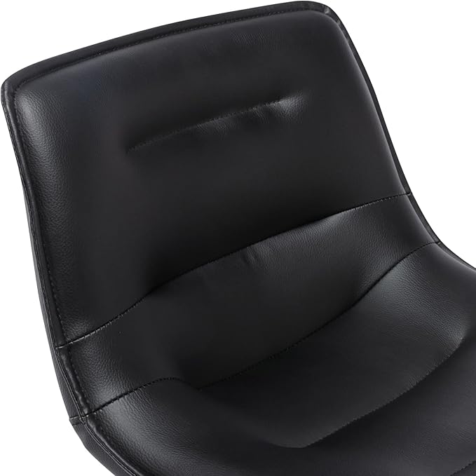 Brage Living Adjustable Bar Stool, Modern PU Leather Swivel Counter Height Barstool with Back, Armless Airlift Curved Bar Chair for Kitchen Dining Cafe, 1 pc (Black, Black Base)