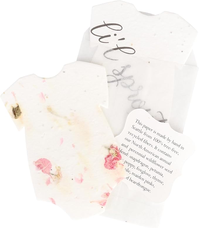 Set of 24 Onesie – Plantable Seed Paper Embedded with Wildflower Seeds for Bridal Shower, Wedding Gift, Birthday, & Other Milestone Celebrations