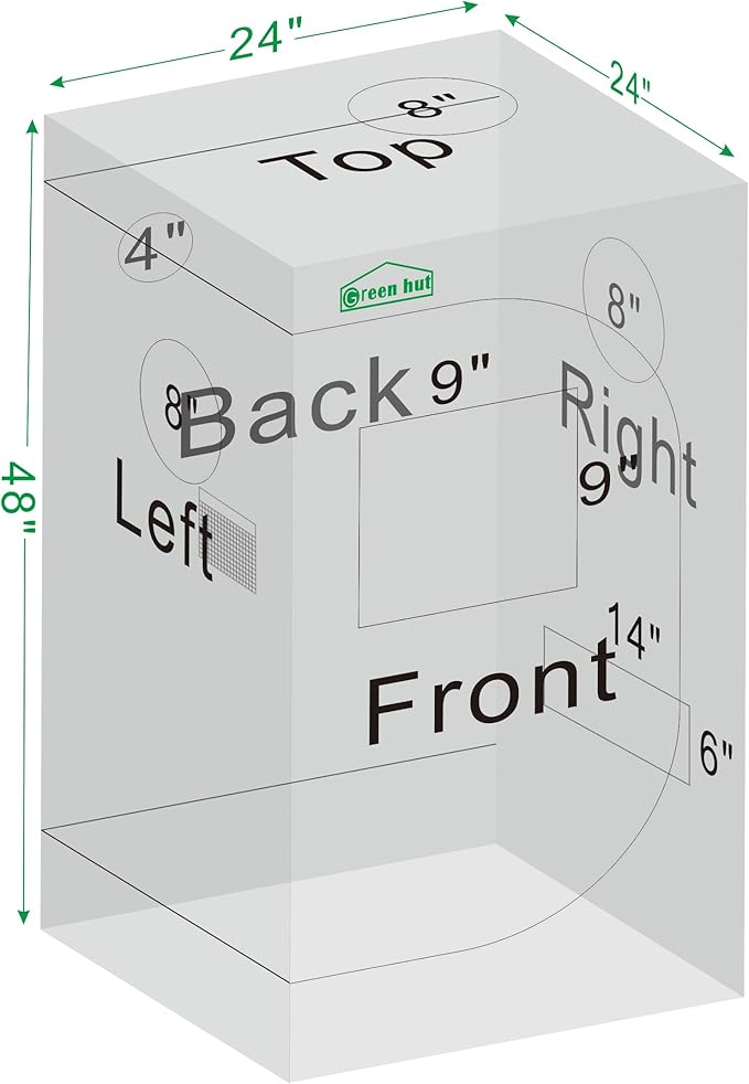 Grow Tent 24"x24"x48" 600D Mylar Hydroponic Indoor Grow Tents with Observation Window, Removable Floor Tray and Tool Bag for Indoor Plant Growing 2x2