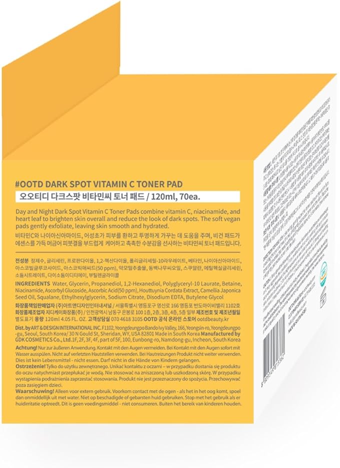 Boosting Toner Pads for Face Oily Skin Korean, #OOTD Vitamin C Niacinamide Heartleaf Hydrating Calming Redness, Vitamin C Toner Pad 70Pads 4.05oz 120ml