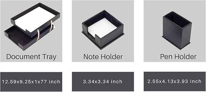 MOOGCO Bonded Set Luxury Leather Desk Pad & Desk Organization Essentials Desk Organizer Leather Desk Organizer (Black)