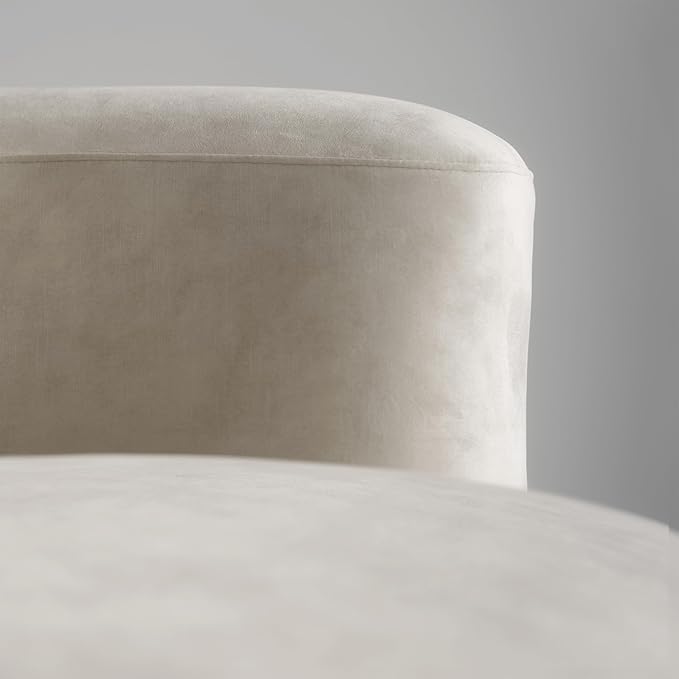 Acanva Luxury Modern Tight Curved Back Velvet Sofa, Minimalist Style Comfy Couch for Living Room Apartment Reception Space, Cream Single Chair