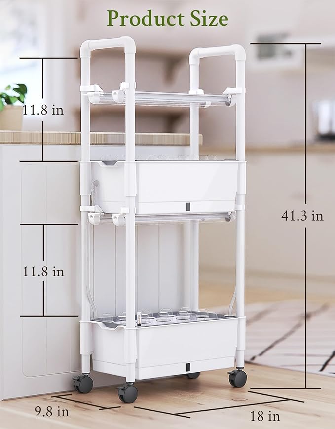 Hydroponics Growing System,AOONEG 28Pods Indoor Herb Garden with LED Grow Light,Hydroponics Growing System Kit with Automatic Timer,Pump System,Adjustable Height (No Seed,Glossy White, 2Layer-28Pods)