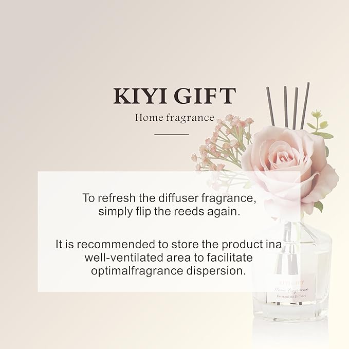 Reed Diffuser Set -8.4 fl oz Scent Diffuser with 6 Reed Sticks, Home Fragrance,Reed Diffuser for Bathroom Shelf Decor (Jasmine Rose)
