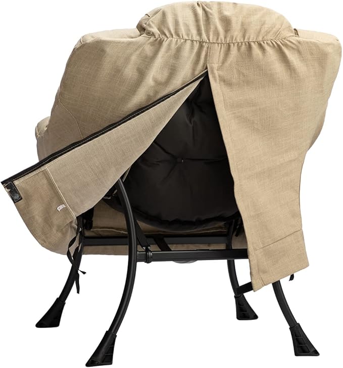 HollyHOME Modern Fabric Large Lazy Chair, Accent Oversized Comfy Reading Chair, Thick Padded Cozy Lounge Chair with Armrest, Leisure Sofa Chair for Living Room, Bedroom, Dorm, Coffee&White