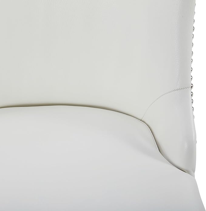 CHITA Counter Height Swivel Bar Stools Set of 3, FSC Certified Upholstered Counter Stools, Modern Swivel Barstools with Wood Legs for Kitchen Island, 26" Seat Height, Faux Leather in White