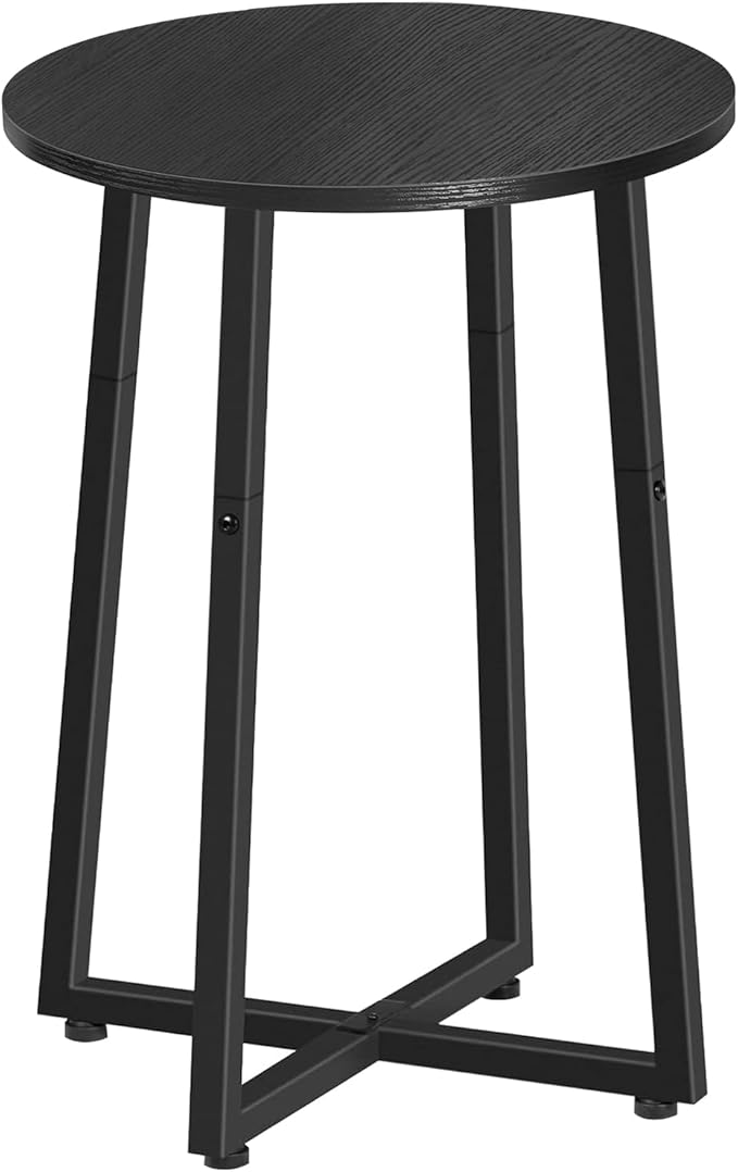 HOOBRO Side Table, Round Accent End Table with Sturdy Metal Pedestal, 15.7" Round Nightstand, for Living Room, Bedroom, Balcony, Office, Black BB95BZ01