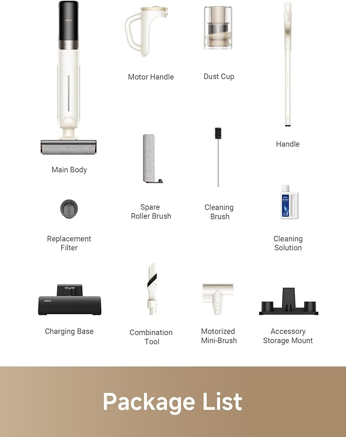 Mova K30 Mix Wet Dry Vacuum Cleaner, 4-in-1 Cordless Vacuum for Multi-Surface, 180° Lie-Flat Reach, 30Min 140°F Hot Air Drying, 0in Dual Edge, Powerful 18000Pa Suction Floor Cleaner for Pet Hair