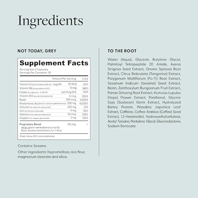 Arey The System Hair Serum and Supplements | Slows Grey Hair Growth, Promotes Healthier Hair & Repigments with Mela-9™ Complex, Antioxidants & Vitamins | Vegan, Oil-Free, Scent-Free (1 Month Supply)