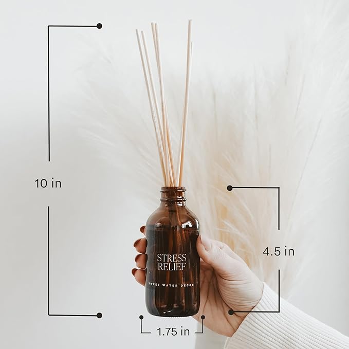 Sweet Water Decor Luxury Getaway Reed Diffuser Set - Room Diffuser with Leather, Amber & Musk Scent - Hotel Scent Diffuser Lasts for 4 Months - HomeDiffuser with Premium Fragrance Oils