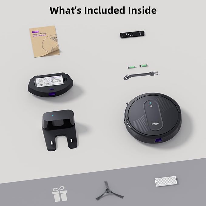 MONSGA Robot Vacuum Cleaner, 3000Pa Powerful Suction Robotic Vacuum, 3.2" Super-Slim, 140Min Runtime, Vacuum Robot for Hard Floor/Low Pile Carpet/Pet Hair, Remote/App/Voice Control, Schedule Clean