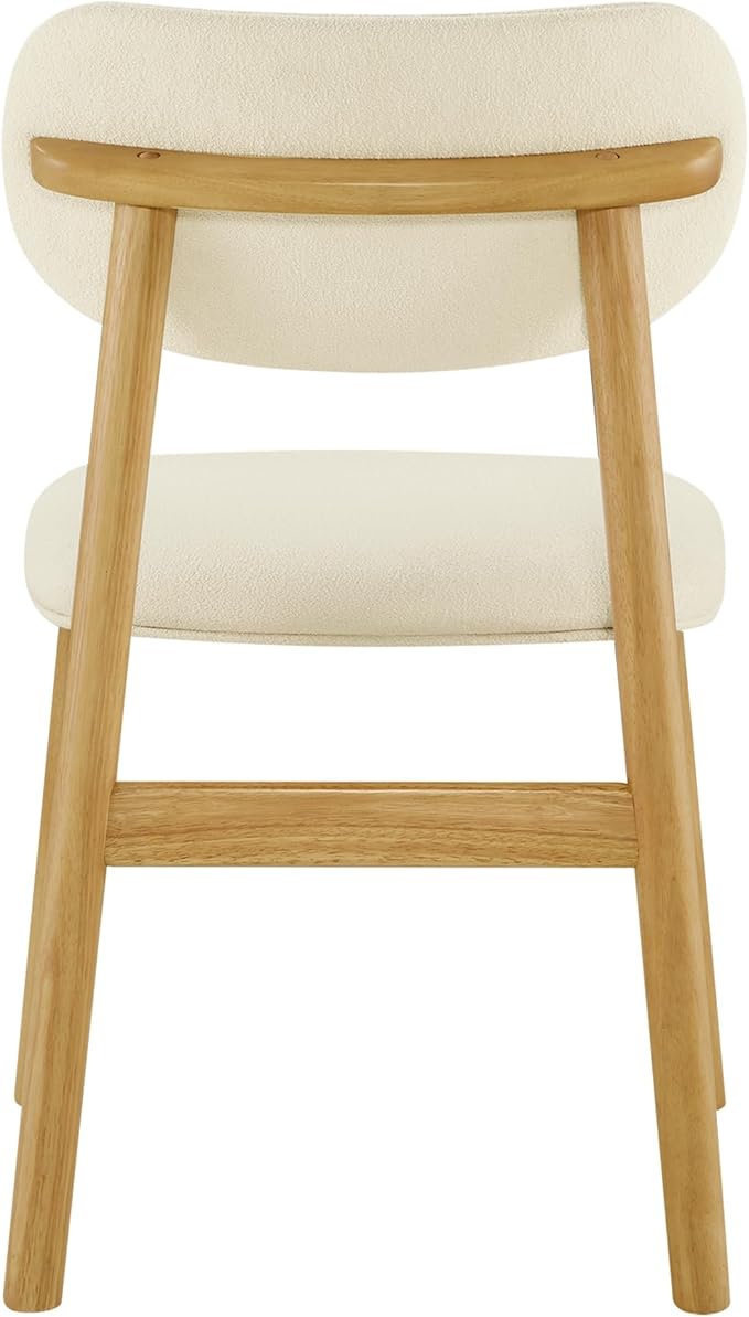 CHITA Upholstered Dining Chairs Set of 2, Mid Century Modern Kitchen & Dining Room Chairs, Solid Wood Frame in Oak, Chenille Fabric in Cream (White)
