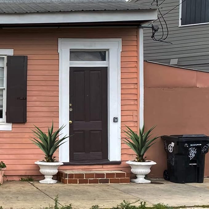 Damomo 27 Inch Agave Artificial Plant, Sansevieria Snake Feaux Plants Fake Green Plastic Barbed Potted, Greenery Decoration Office/Garden/Indoor(2pcs)