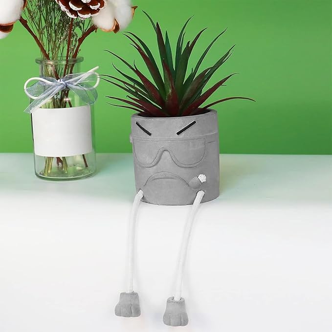 Zerzsy Artificialplant Succulents in Cement Pots with Hanging Leg, Mini Fake Plants Kitchen Shelves Decor, Bathroom Shelf Small Plants Decor, Faux Succulents for Office Wall Shelf Decorations