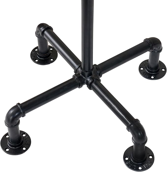 MyGift 64 Inch Industrial Black Metal Freestanding Coat Rack Stand with Realistic Pipe Design and 12 Hooks, Entryway Organizer for Hanging Coats, Hat, Handbags, Scarves