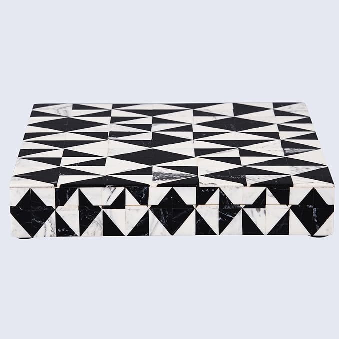 Handicrafts Home Handmade Harlequin Collection Decorative Jewelry Box Organizer – Keepsakes, Trinkets, and Home Decor – Antique Coffee Table Storage, Memory Box, Farmhouse Style Decor, 6x8x1.5