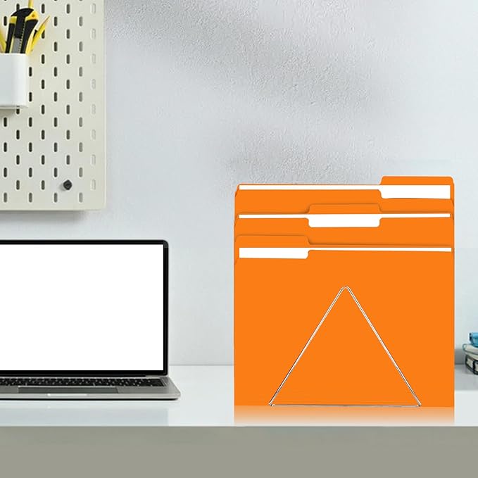 File Folder, RAZCC 100 Pack 1/3 Cut Tab File Folders Letter Size, Orange, Folders with Tab, Great for Organizing and Easy File Storage