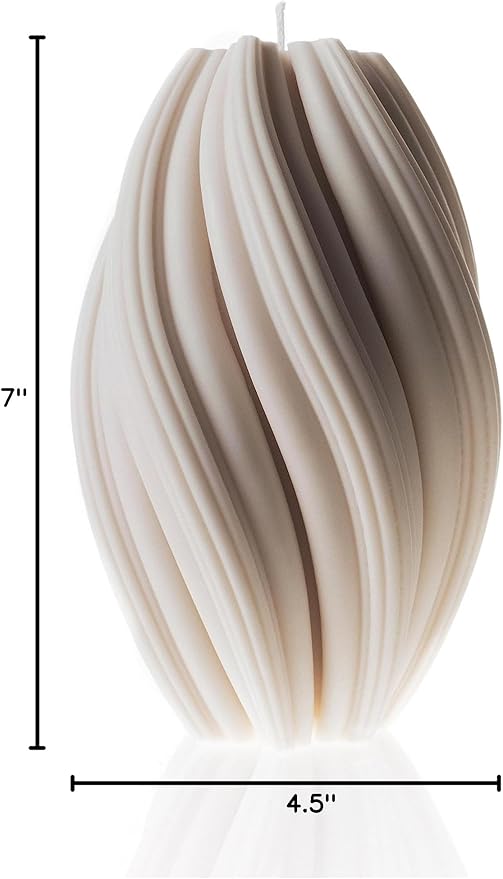 LAWA Swirl Candle - Large Beautiful Handmade Pillar Scented Soy Wax Twirl Elegant Bubble Aesthetic Candle Housewarming Gift Home Room Shelf Decor Idea Spiral White (Large)