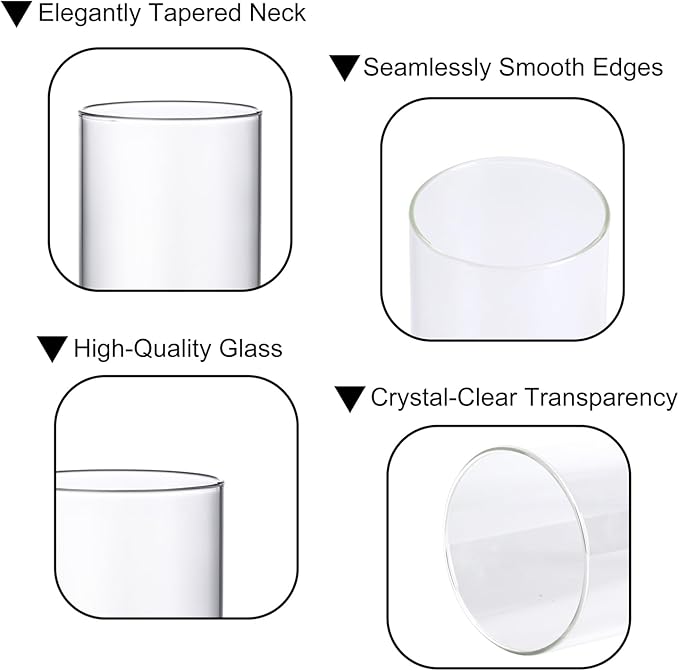 PHOSPHOR Hurricane Candle HoldersFor Pillar Candle Clear Glass Cylinder Centerpieces Vases Table Decoration Centerpiece Floral Room Decor Clear Seeded Bubbles Living Dining Kitchen 3 Pieces