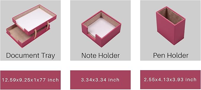 MOOGCO Bonded Set Luxury Leather Desk Pad & Desk Organization Essentials Desk Organizer Leather Desk Organizer (Pink)