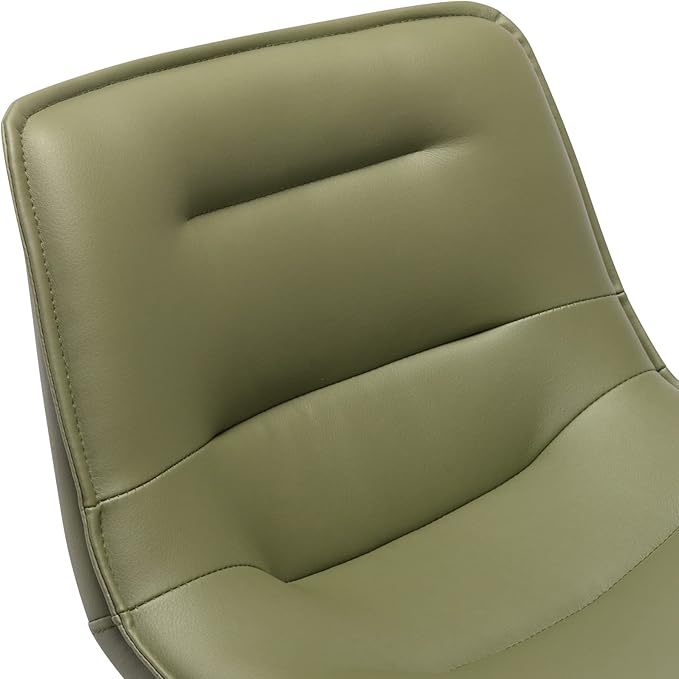 Brage Living Adjustable Bar Stool, Modern PU Leather Swivel Counter Height Barstool with Back, Armless Airlift Curved Bar Chair for Kitchen Dining Cafe, 1 pc (Olive Green, Black Base)