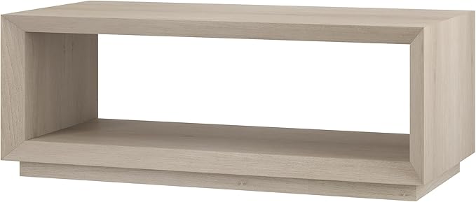Henn&Hart 48" Rectangular Coffee Table with Open Storage Shelf for Living Room, Family Room, or Office, Alder White