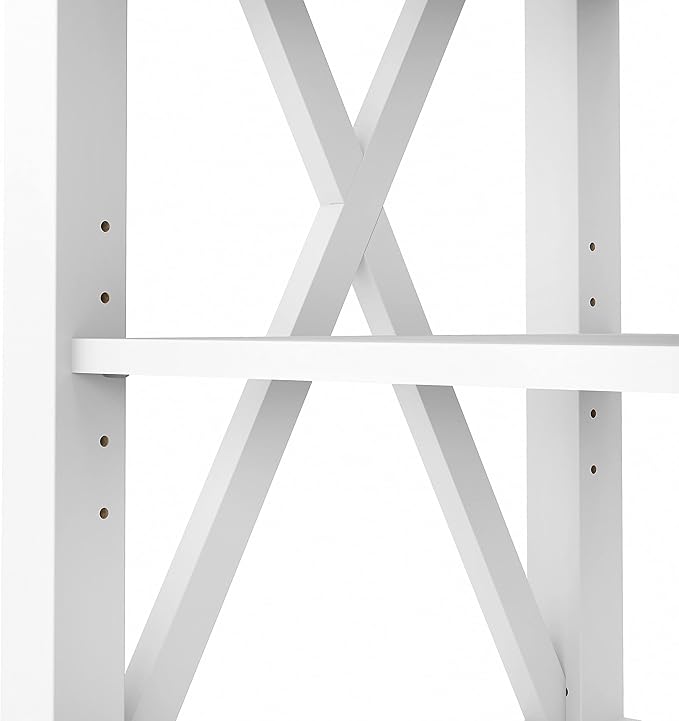 Bush Furniture Key West Tall TV Stand for 65 Inch TV in Pure White and Shiplap Gray, Farmhouse Entertainment Center with Storage