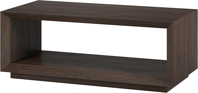 Henn&Hart 48" Rectangular Coffee Table with Open Storage Shelf for Living Room, Family Room, or Office, Alder Brown