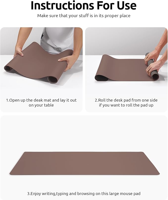 YSAGi Leather Desk Protector, Office Mat, Large Mouse Mat, Non-Slip PU Leather Blotter, Laptop Pad, Waterproof Writing Pad for Office and Home (Chocolate, 31.5" x 15.8")