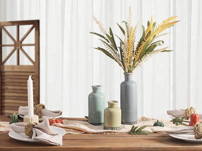 Flower Vase Set of 3, Ceramic Neutral Vases Home Decor, Pottery Rustic Farmhouse Decorative Vases Modern Decor for Table Mantel Entryway Bookshelf Living Room Kitchen Bedroom - Multicolor