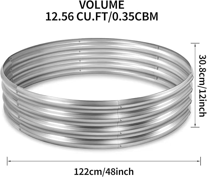Land Guard Galvanized Raised Garden Bed Kit, Round Large Metal Galvanized Planter Raised Garden Boxes Outdoor…