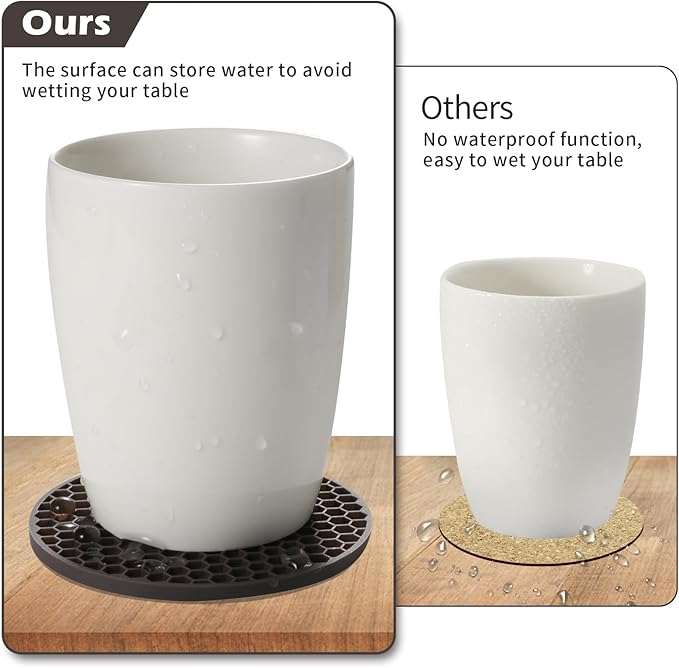 Silicone Coasters Set of 12 with Holder,Coasters for Drinks,Beer,Coffee Coasters,Suitable for Kinds Cups,Hot or Cold,Anti-SLI,Non-Stick,Anti-Overflow Tabletop Protection and Decor (12 Pcs, Coffee)