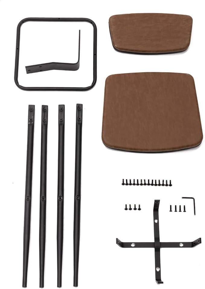 Bar Stools Set of 4, Bar Chairs w/PU Leather Seat and Backrest, Frosted Iron Frame, 29.33'' Seat Height Counter Stools, Simple Assembly, for Dining Room Kitchen Counter Bar, Brown