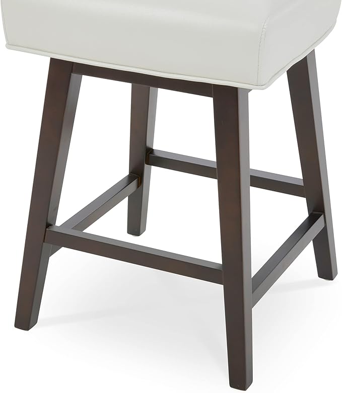 CHITA 26 Inch Counter Height Swivel Bar Stool, FSC Certified Modern Upholstered Faux Leather Swivel Barstool Chair with Back, White