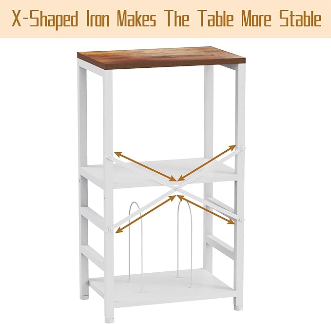 End Table with LED Light,Record Player Stand with Albums Storage,Vinyl Records Storage,Turntable Stand Side Table for Music Room Studio Living Room Bedroom-White