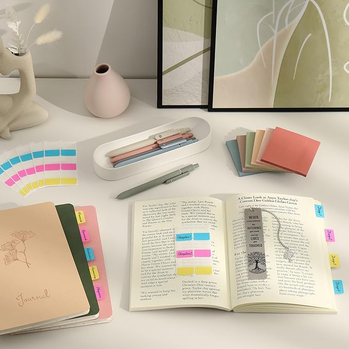 Stationery Set for Women, Bible Journaling Kit, 3PCS A5 Spiral Notebooks, Gel Pens, Steel Bookmark, Sticky Notes & Tabs, Gift Box - Aesthetic Gift Set for Work Students School Office Supplies