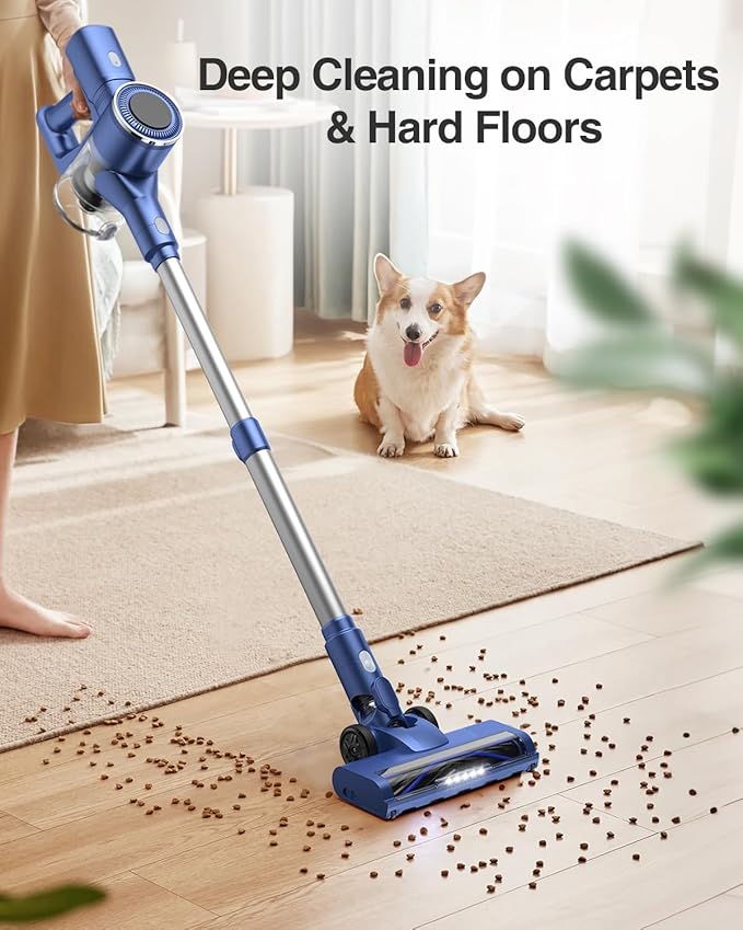 Natrogix Cordless Vacuum Cleaner, 35Kpa Vacuum Cleaners for Home, Lightweight Household Stick Vacuum Cleaner, LED Display, Rechargeable, Handheld Vacuum for Pet Hair Carpet Hardwood Floor, AS2208