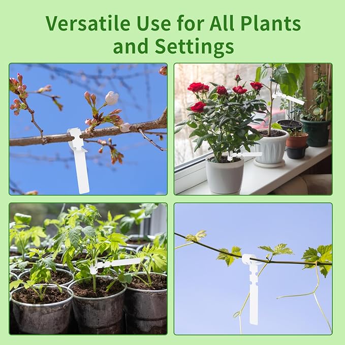 240Pcs Plant Tags, Tree Tags Plastic Wrap Around Hanging Plant Labels Adjustable Tree Markers Signs for Plant & Garden Nursery (White)