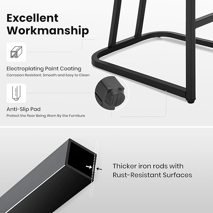 PHI VILLA Light Grey Bar Stools Set of 3, Faux Leather Counter Height Chairs, Kitchen Stools for Island, 24 Inch Barstools with Back