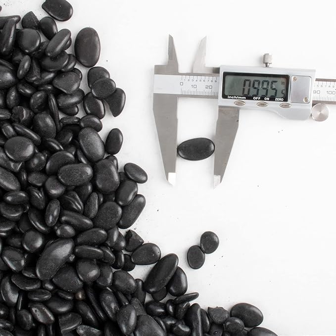Black Pebbles for Plants 18lb 0.5"- 1" Aquarium Gravel Decorative Polished Stones Natural River Rocks for Fish Tank