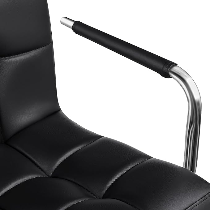 Yaheetech Bart Stools Set of 4, PU Leather Adjustable Barstools with Armrest, Counter Height Stool Chairs with Thickened Seat Cushion for Kitchen Island, Black